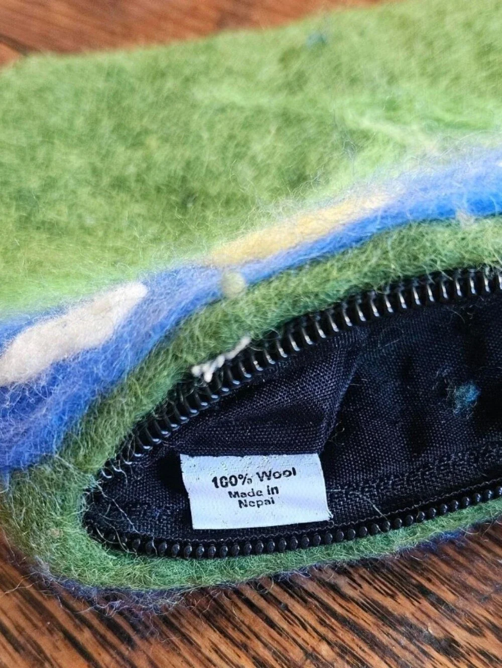 Handmade in Nepal Earthcore Day and Night Rolling Hills Wool Felted Pouch